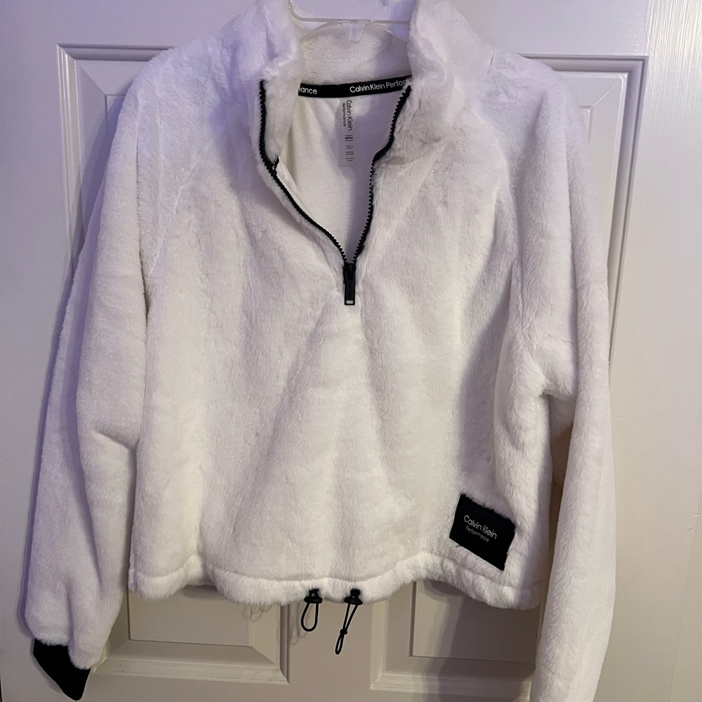 Calvin Klein Performance White Fleece with Logo Patch